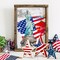 4th of July Tiered Tray Decorations, 3 Pcs Patriotic Wooden Star Table Centerpieces – Embossed Stars & Stripes Red White Blue Decor for Independence Day & Memorial Day